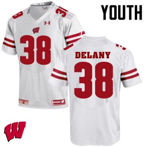 Youth Wisconsin Badgers NCAA #38 Sam DeLany White Authentic Under Armour Stitched College Football Jersey GU31J51JR